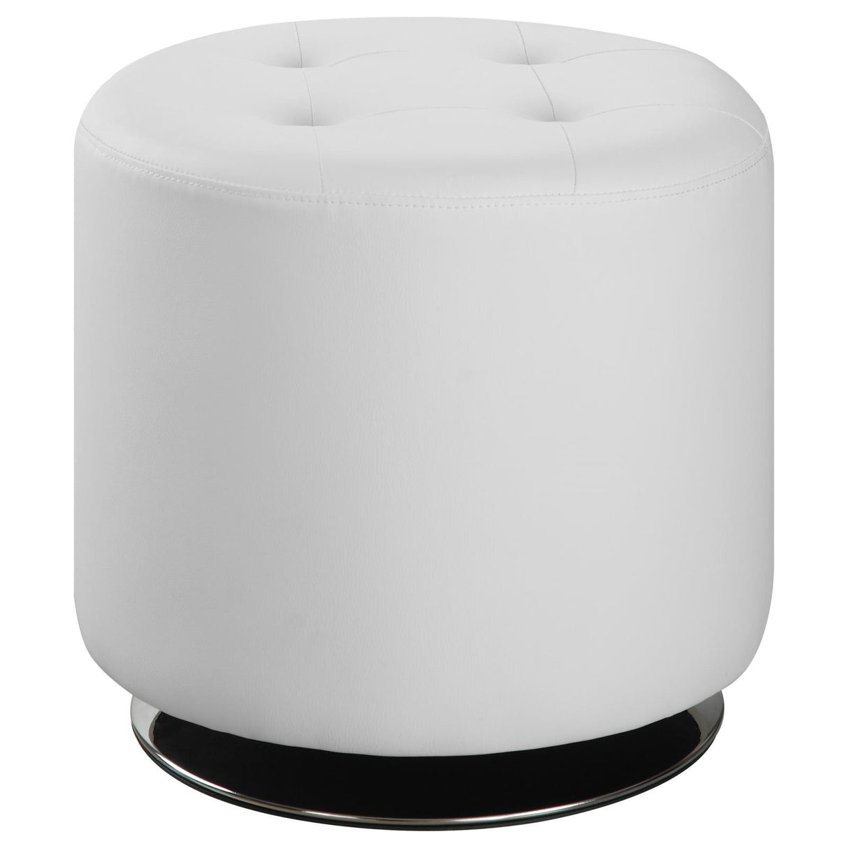 Bowman White Round Upholstered Ottoman by Coaster at Eve Furniture
