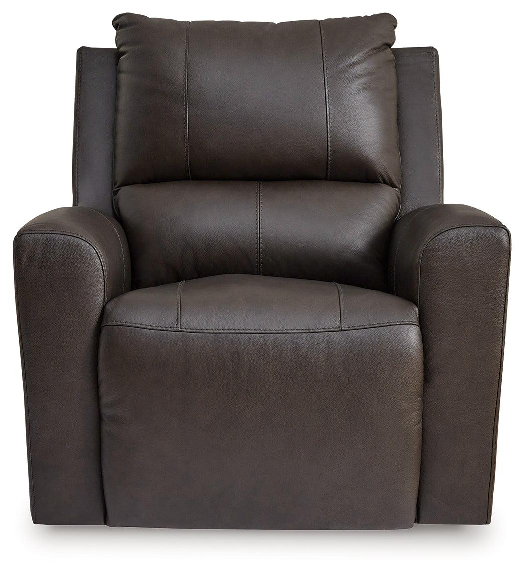 Boxmere Storm Leather Power Recliner by Ashley at Eve Furniture
