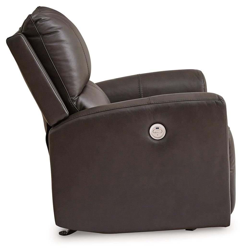 Boxmere Storm Leather Power Recliner by Ashley at Eve Furniture