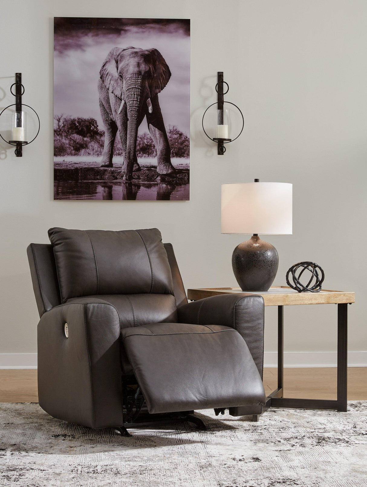Boxmere Storm Leather Power Recliner by Ashley at Eve Furniture