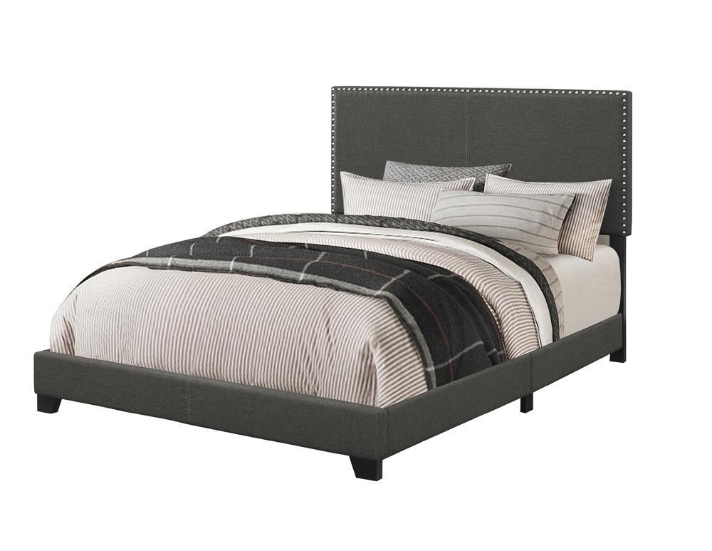 Boyd Charcoal Eastern King Upholstered Bed with Nailhead Trim by Coaster at Eve Furniture