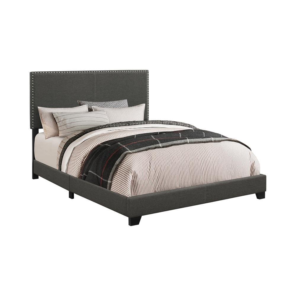 Boyd Charcoal Twin Upholstered Bed with Nailhead Trim by Coaster at Eve Furniture