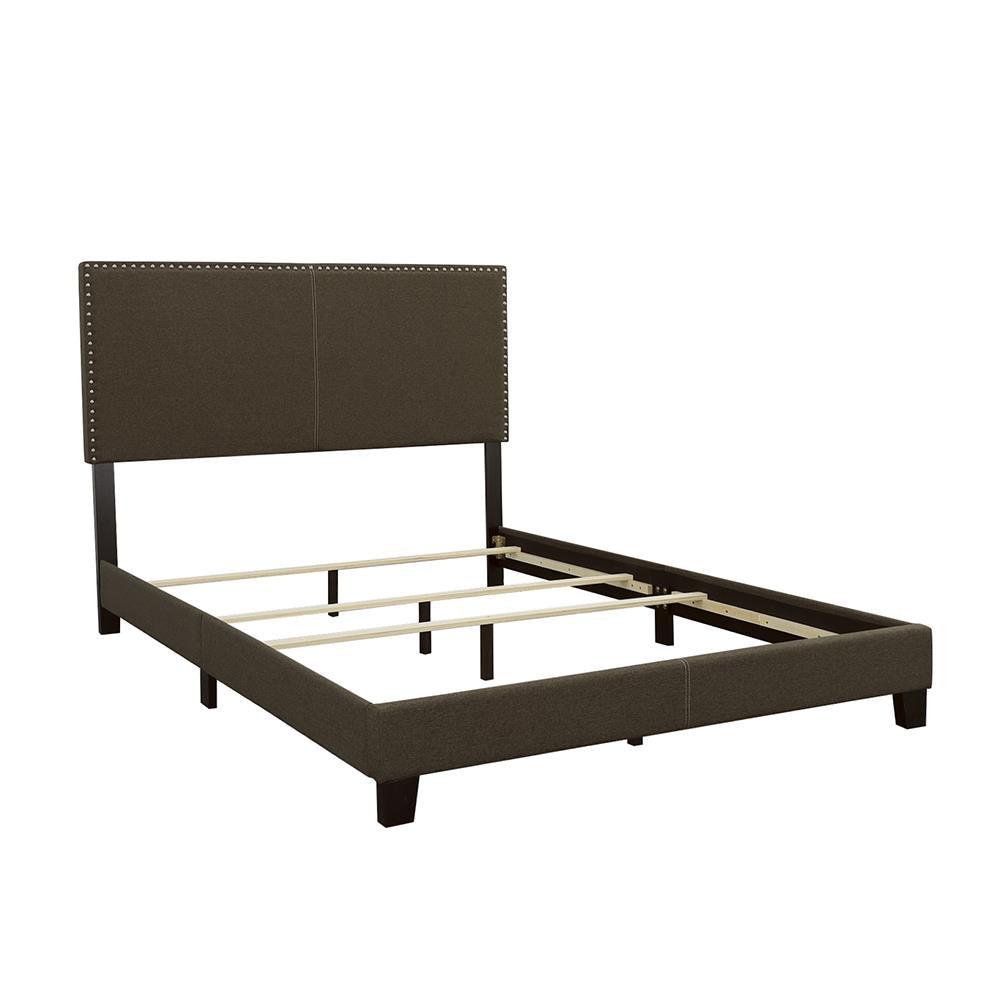 Boyd California King Upholstered Bed with Nailhead Trim Charcoal by Coaster at Eve Furniture