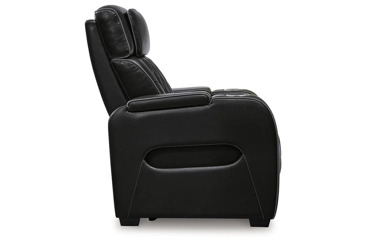 Boyington Black Dual Power Leather Power Reclining Sofa, Loveseat and Recliner by Ashley at Eve Furniture