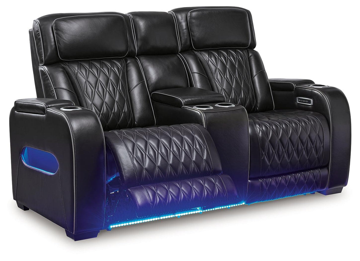 Boyington Black Power Reclining Loveseat by Ashley at Eve Furniture