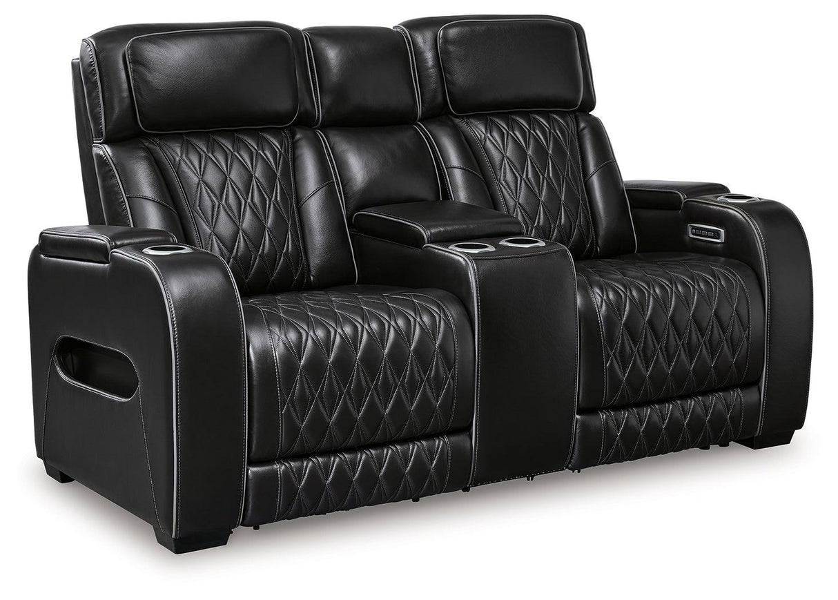 Boyington Black Power Reclining Loveseat by Ashley at Eve Furniture