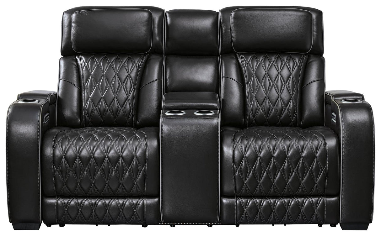 Boyington Black Power Reclining Loveseat by Ashley at Eve Furniture