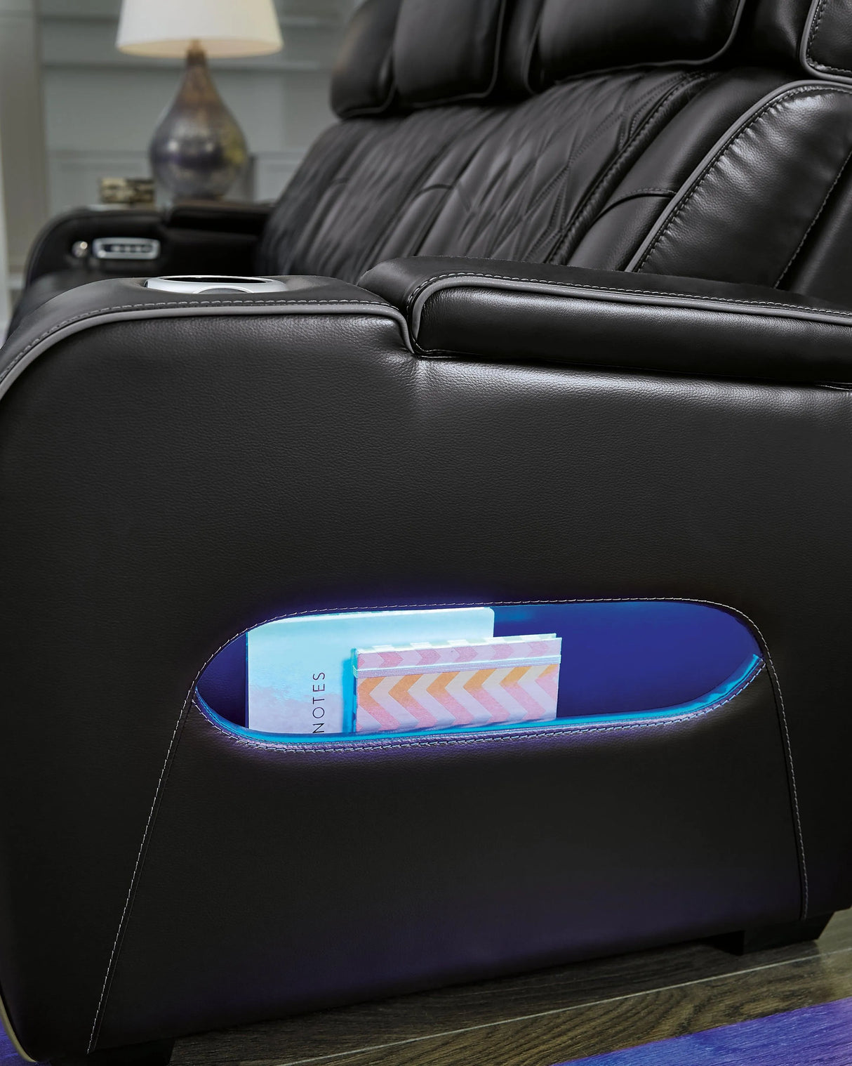 Boyington Black Power Reclining Loveseat by Ashley at Eve Furniture