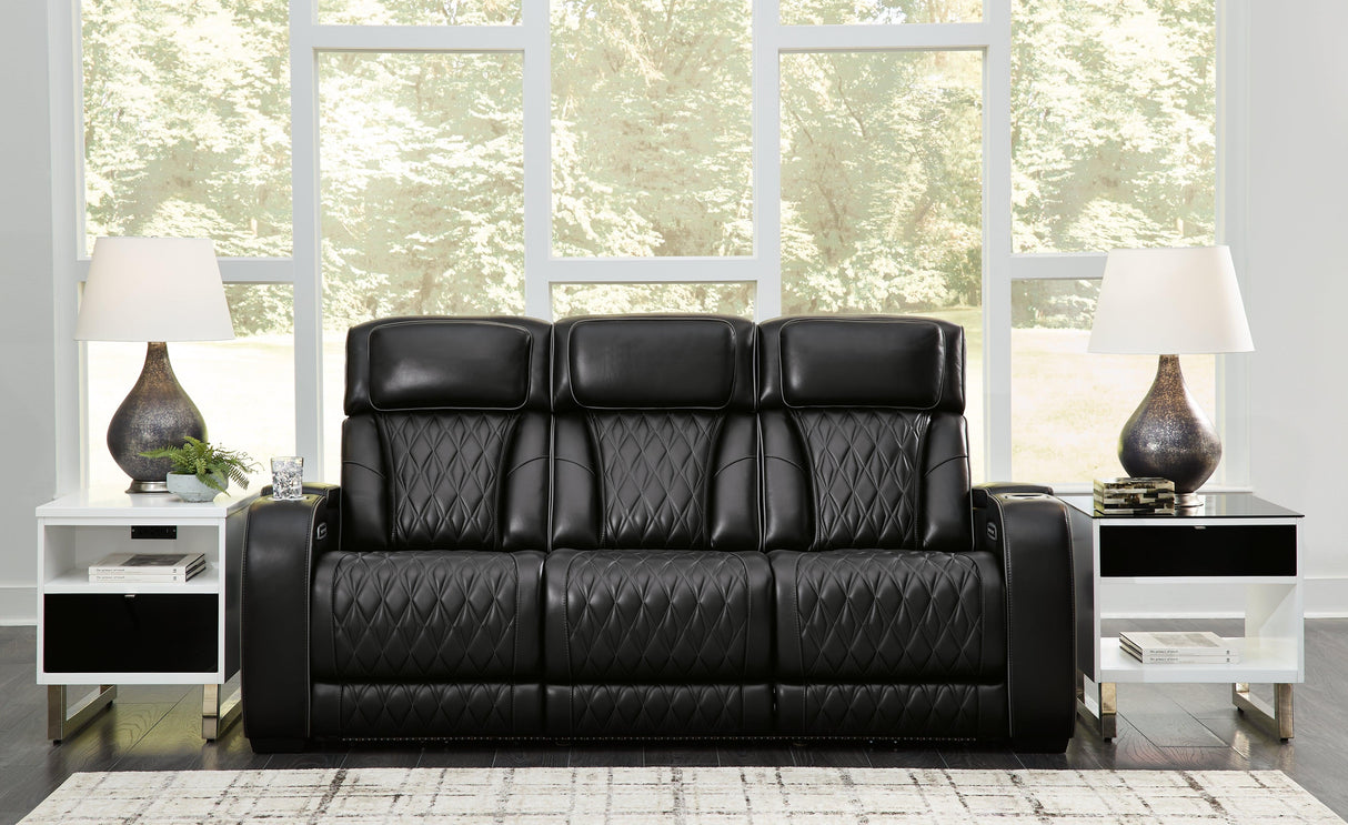 Boyington Black Power Reclining Sofa by Ashley at Eve Furniture