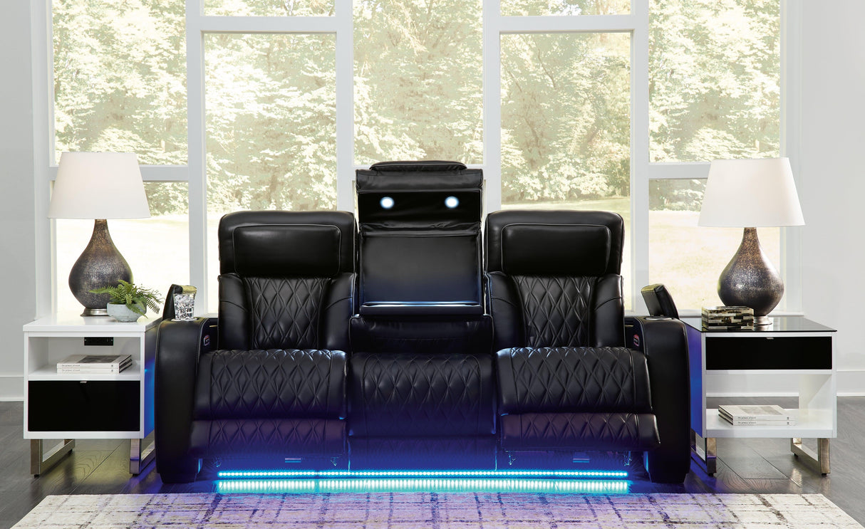 Boyington Black Power Reclining Sofa by Ashley at Eve Furniture