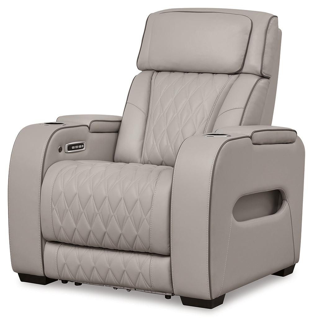 Boyington Gray Power Recliner by Ashley at Eve Furniture