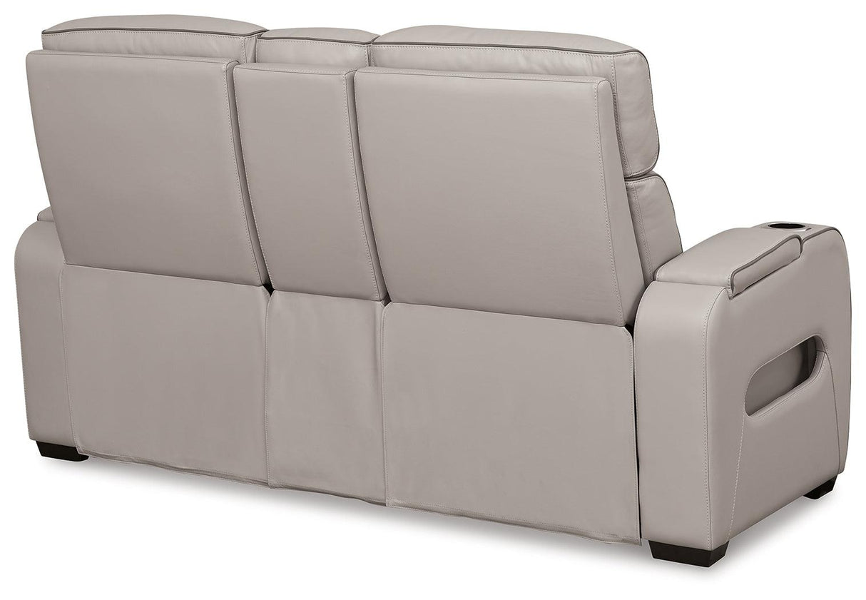 Boyington Gray Power Reclining Loveseat by Ashley at Eve Furniture