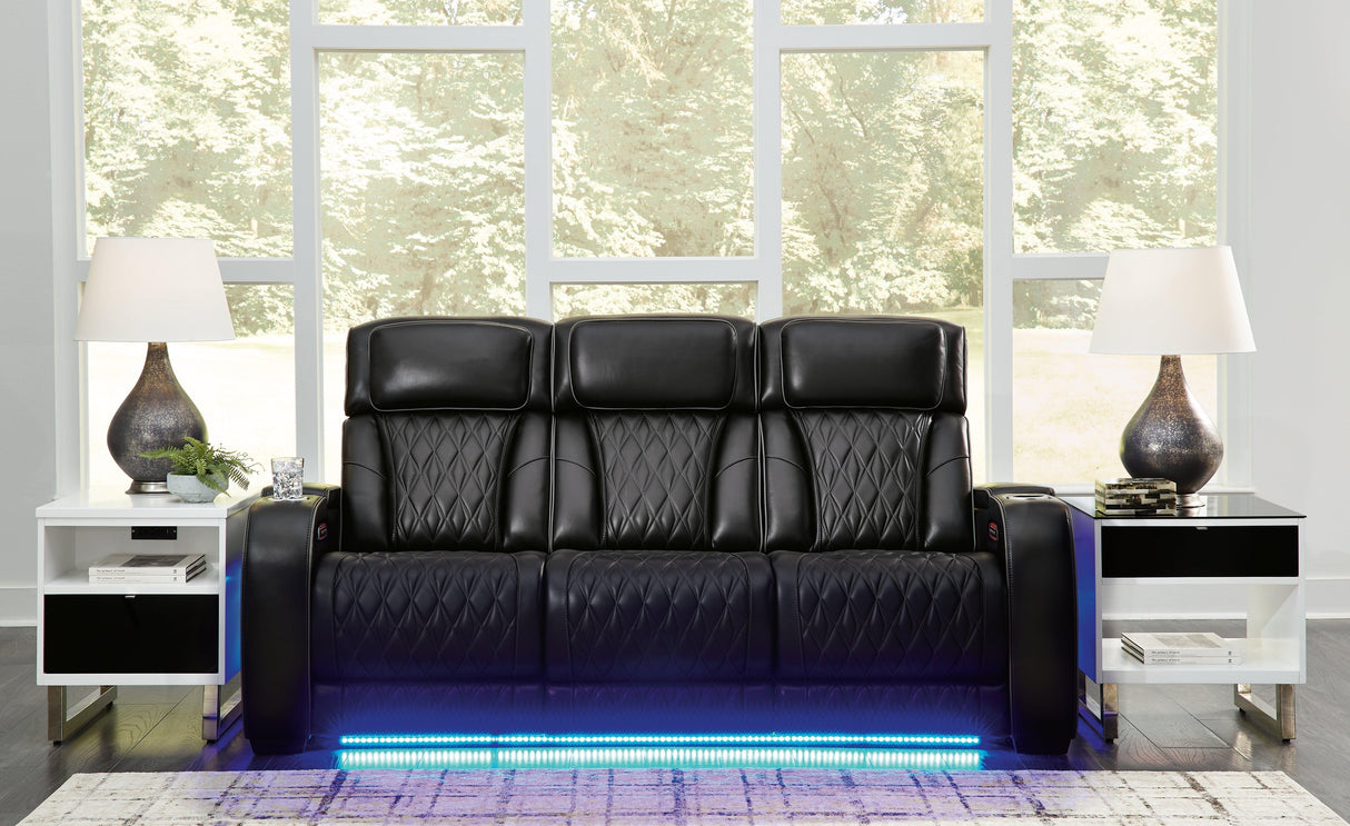 Boyington Black Power Reclining Sofa by Ashley at Eve Furniture