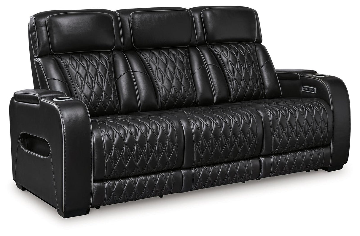 Boyington Black Power Reclining Sofa by Ashley at Eve Furniture