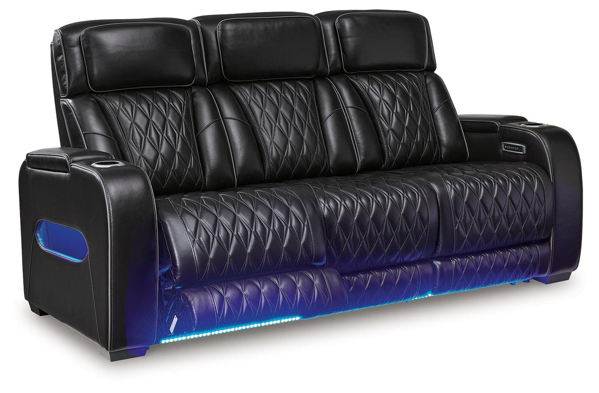 Boyington Black Power Reclining Sofa by Ashley at Eve Furniture