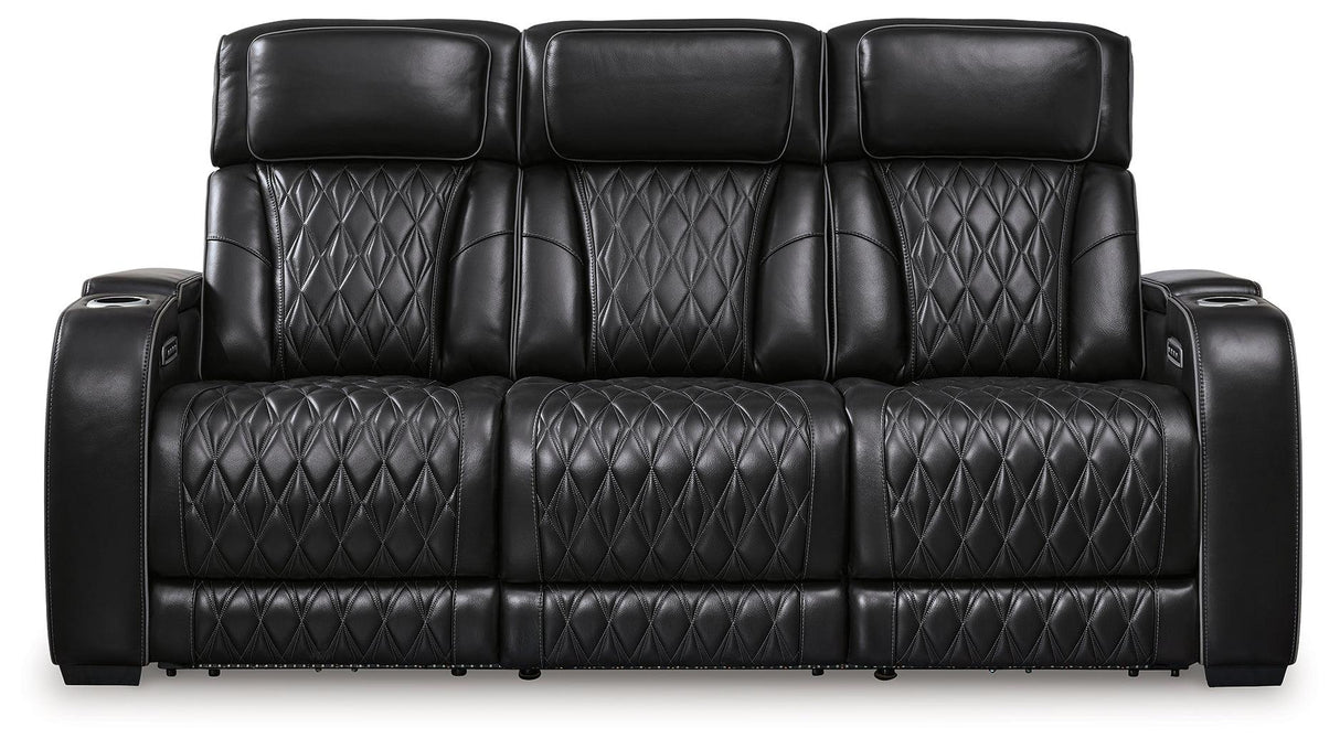 Boyington Black Power Reclining Sofa by Ashley at Eve Furniture