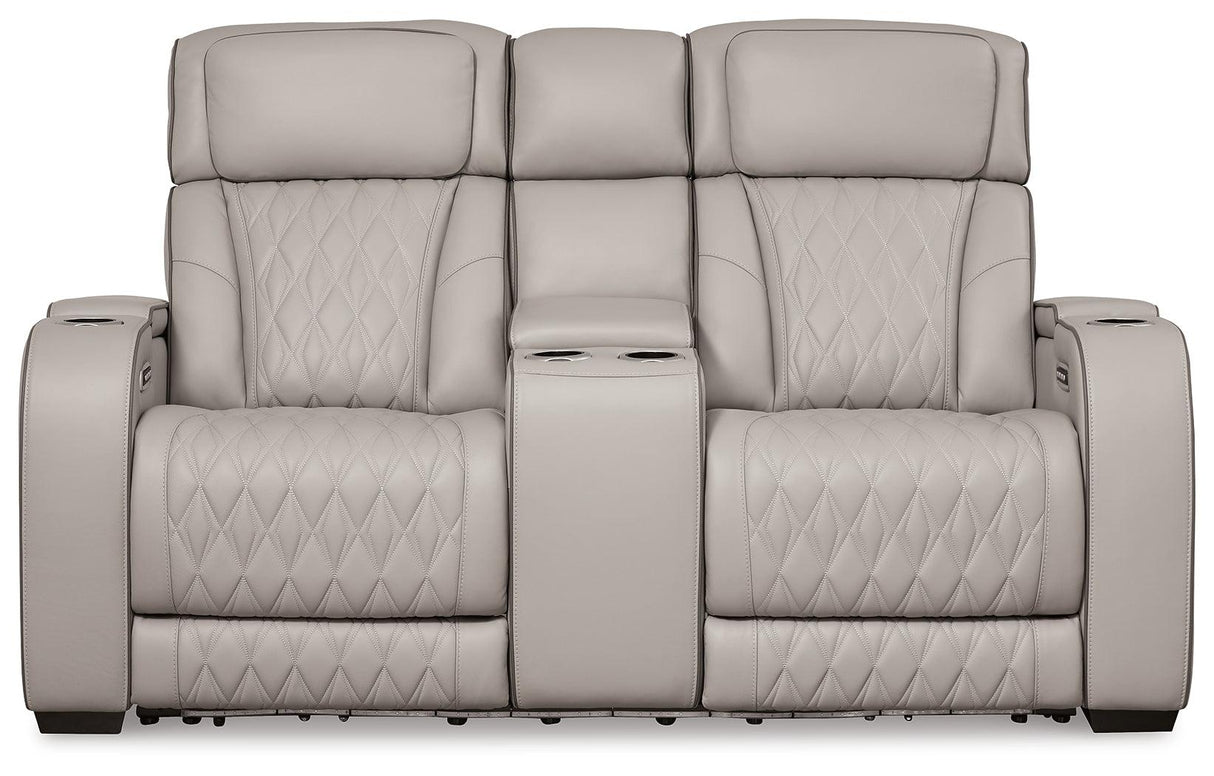 Boyington Gray Power Reclining Loveseat by Ashley at Eve Furniture