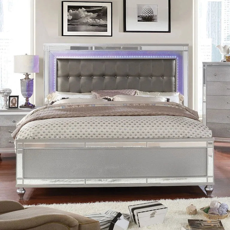 Brachium Silver 5-Piece Queen Bedroom Set by Furniture of America at Eve Furniture