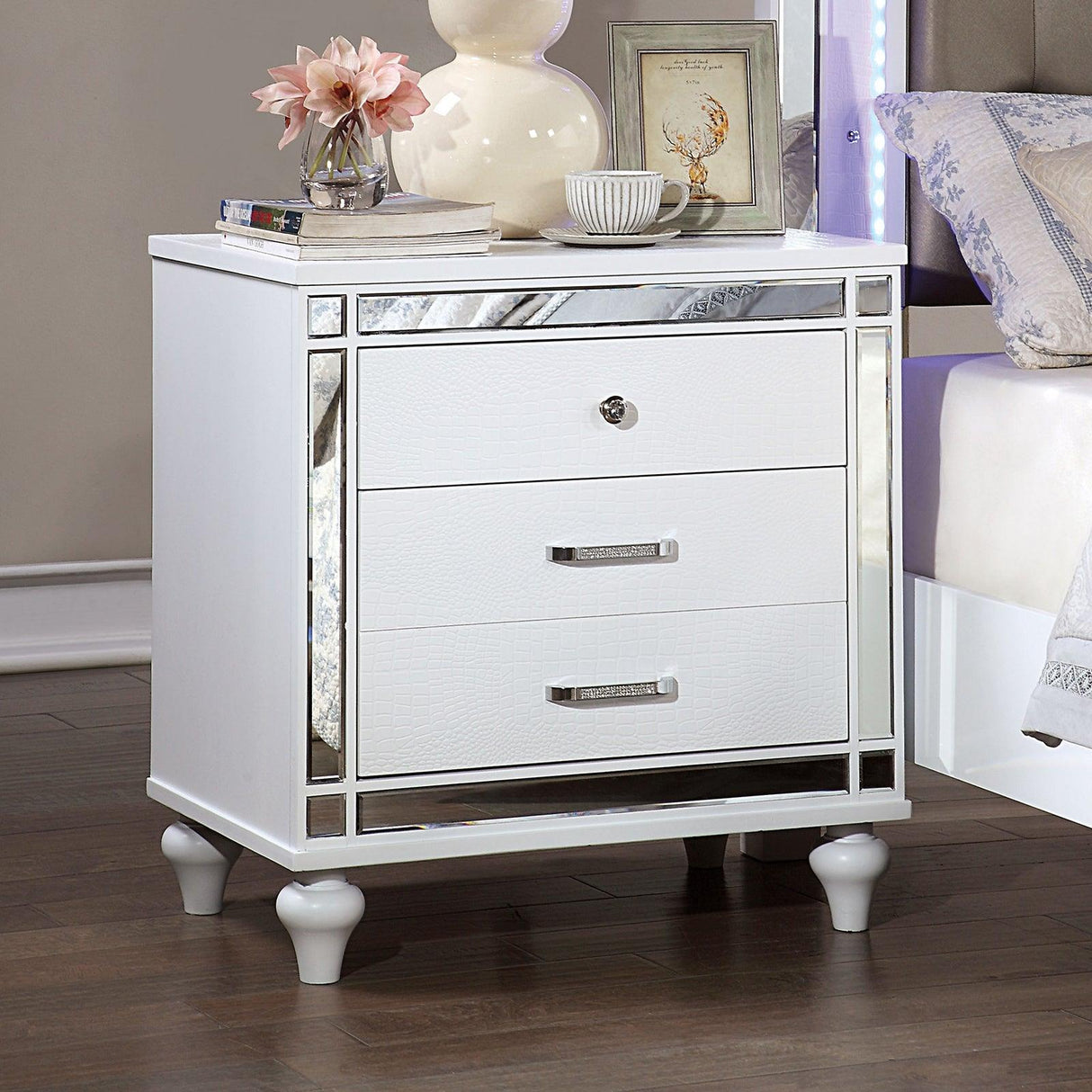 Brachium White Night Stand by Furniture of America at Eve Furniture