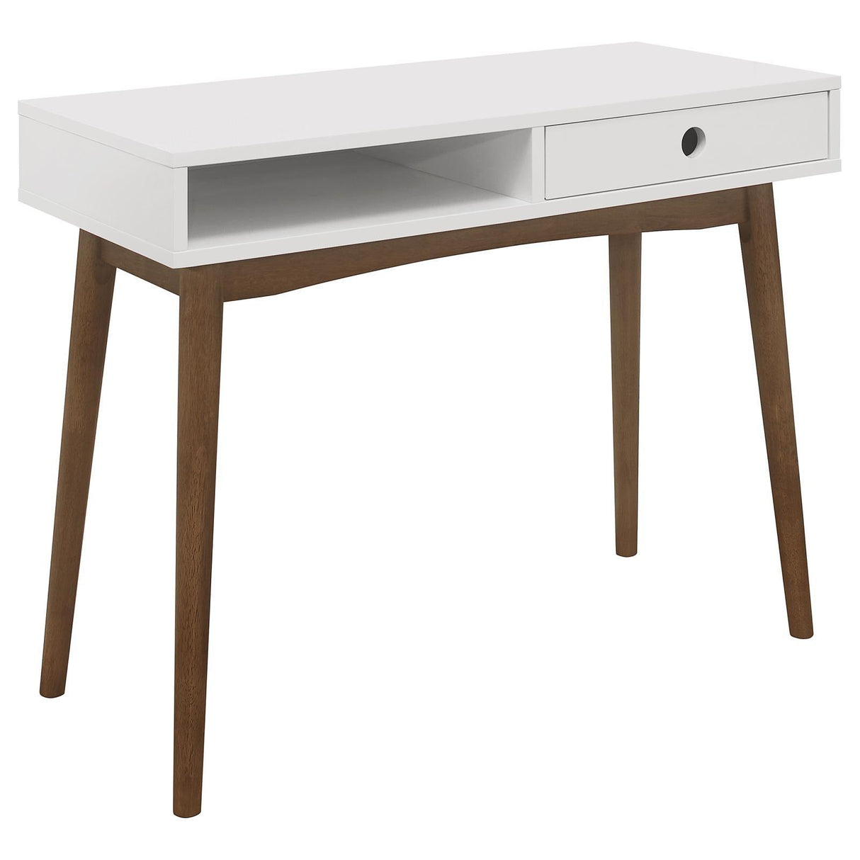 Bradenton White/Walnut 1-Drawer Writing Desk by Coaster at Eve Furniture