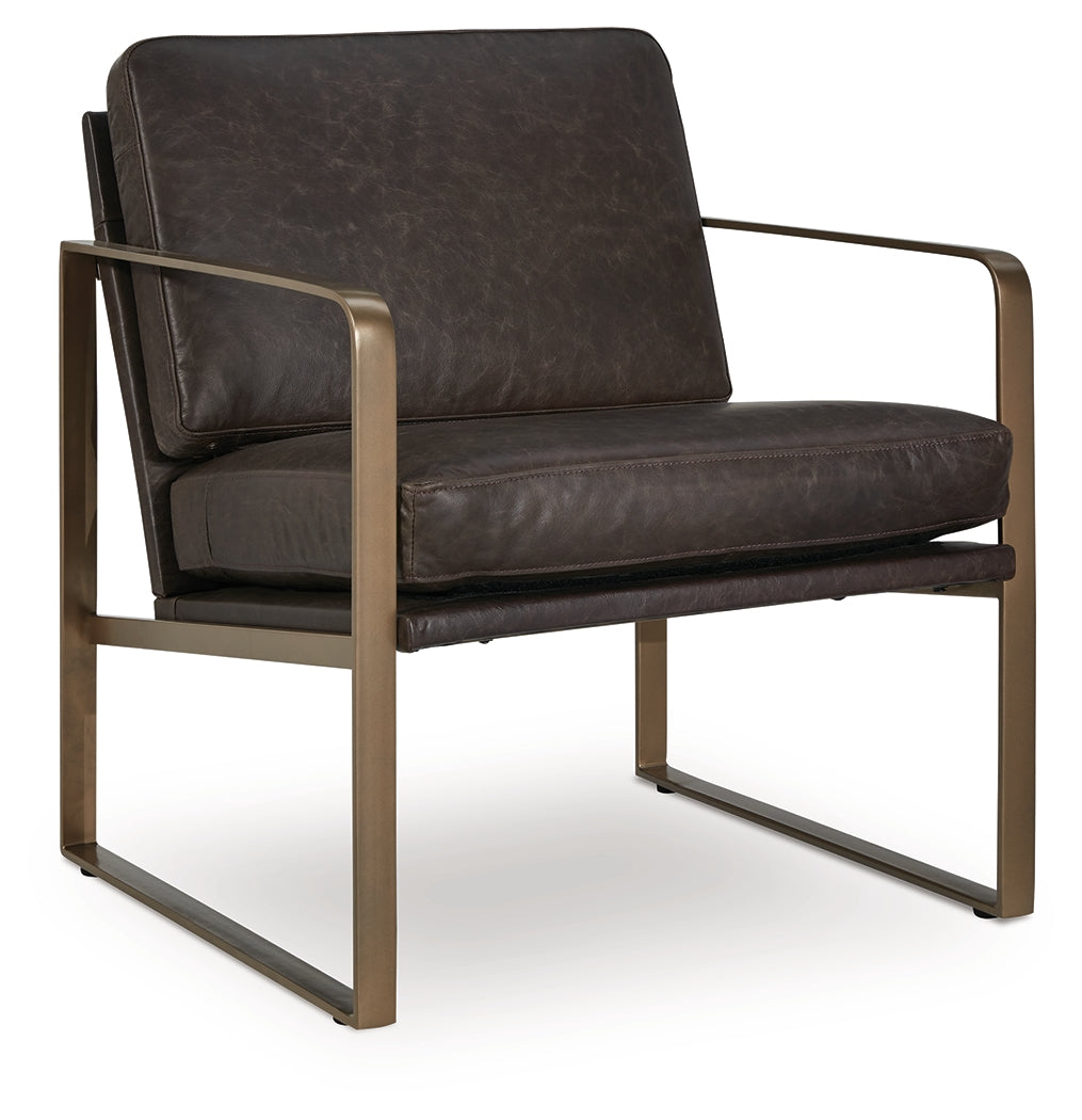 Bradett Dark Brown/Gold Finish Accent Chair by Ashley at Eve Furniture