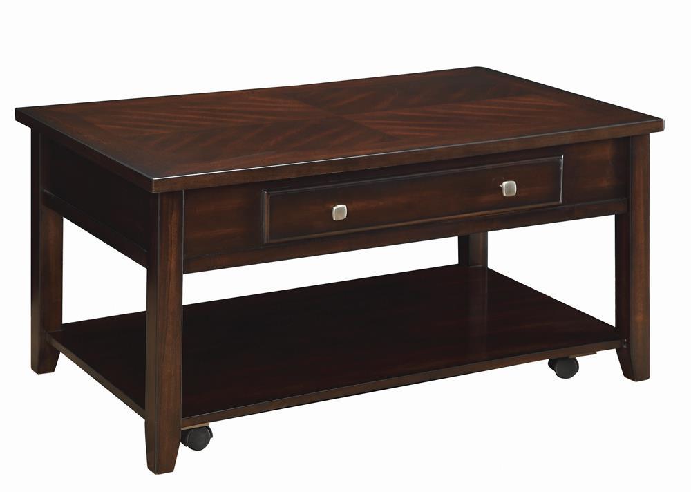 Bradford Walnut Rectangular Lift Top Coffee Table by Coaster at Eve Furniture