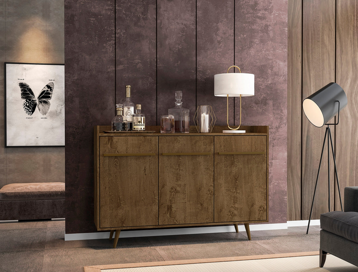 Bradley 53.54 Stand Buffet in Rustic Brown by Manhattan Comfort at Eve Furniture