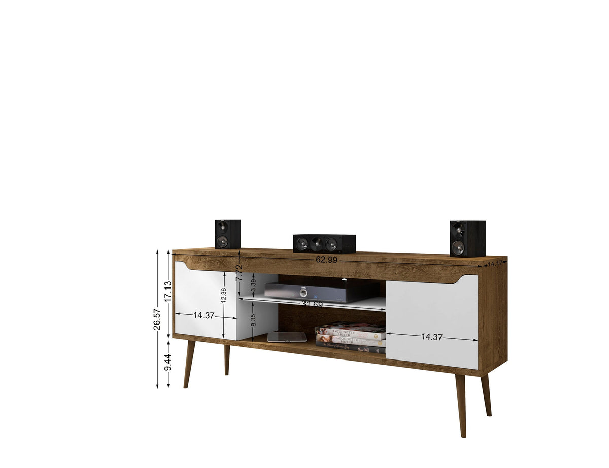 Bradley 62.99 TV Stand in Rustic Brown and White by Manhattan Comfort at Eve Furniture