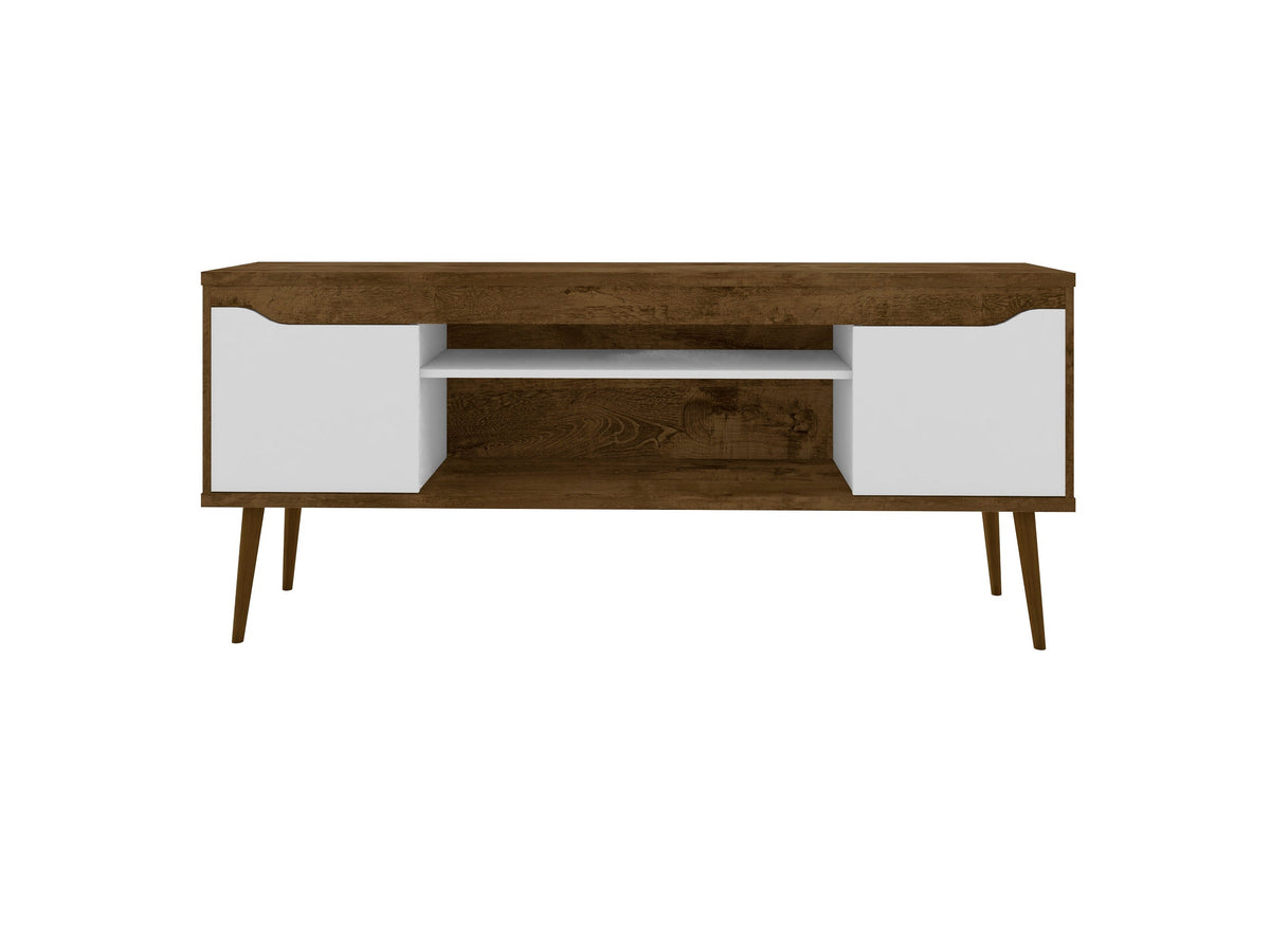 Bradley 62.99 TV Stand in Rustic Brown and White by Manhattan Comfort at Eve Furniture