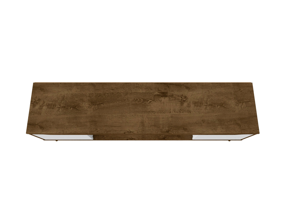 Bradley 62.99 TV Stand in Rustic Brown and White by Manhattan Comfort at Eve Furniture