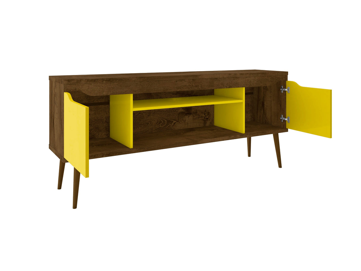 Bradley 62.99 TV Stand in Rustic Brown and Yellow by Manhattan Comfort at Eve Furniture