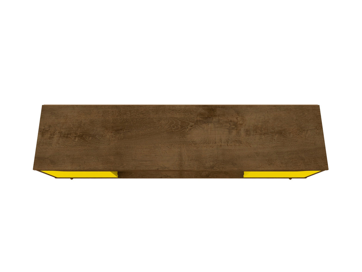 Bradley 62.99 TV Stand in Rustic Brown and Yellow by Manhattan Comfort at Eve Furniture