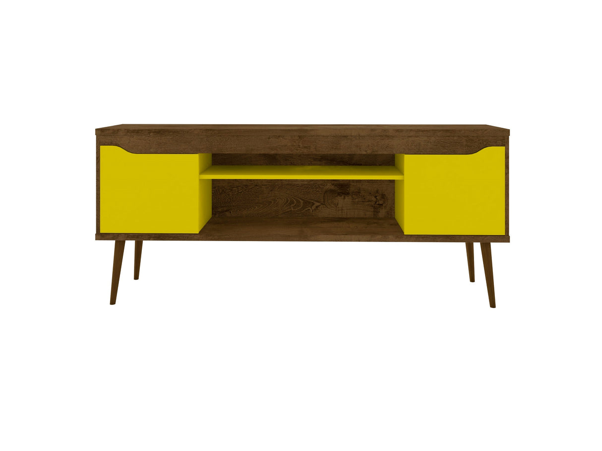 Bradley 62.99 TV Stand in Rustic Brown and Yellow by Manhattan Comfort at Eve Furniture