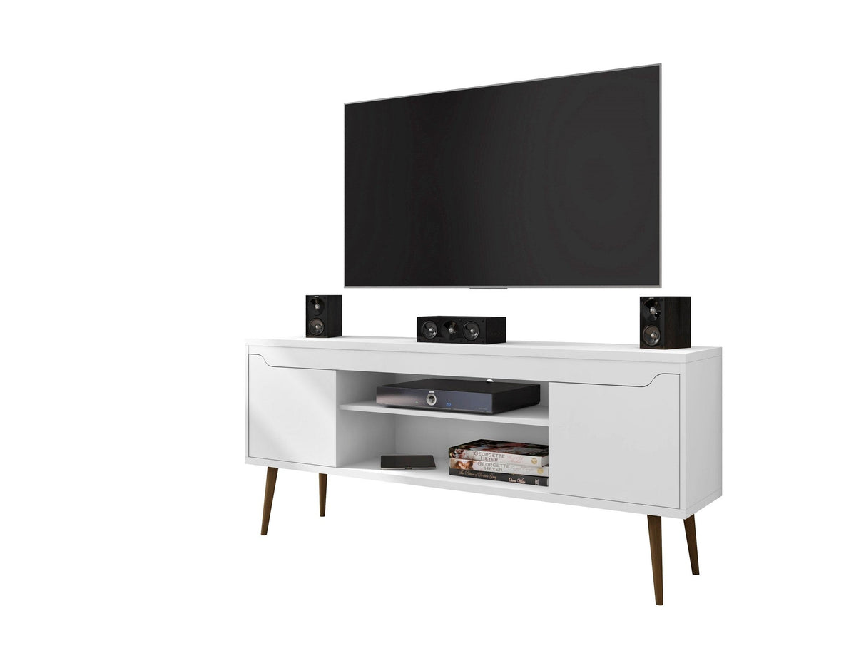 Bradley 62.99 TV Stand in White by Manhattan Comfort at Eve Furniture