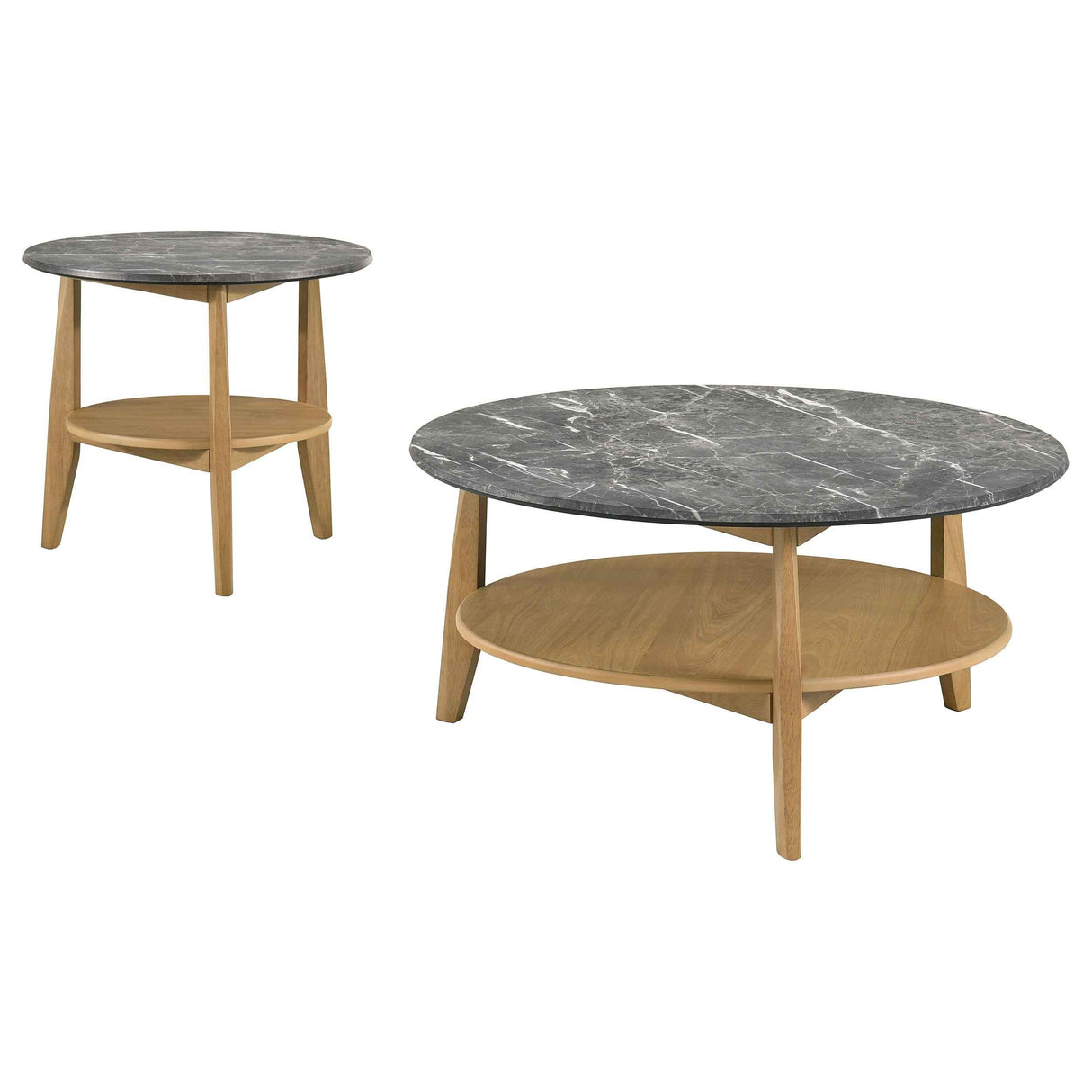 Bradley Grey/Natural 2-Piece Round SmartTop Coffee Table Set by Coaster at Eve Furniture