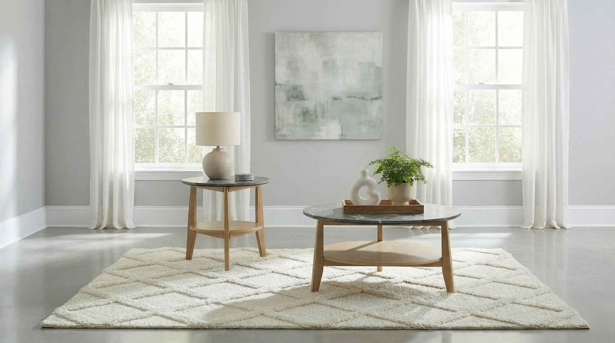 Bradley Grey/Natural 2-Piece Round SmartTop Coffee Table Set by Coaster at Eve Furniture