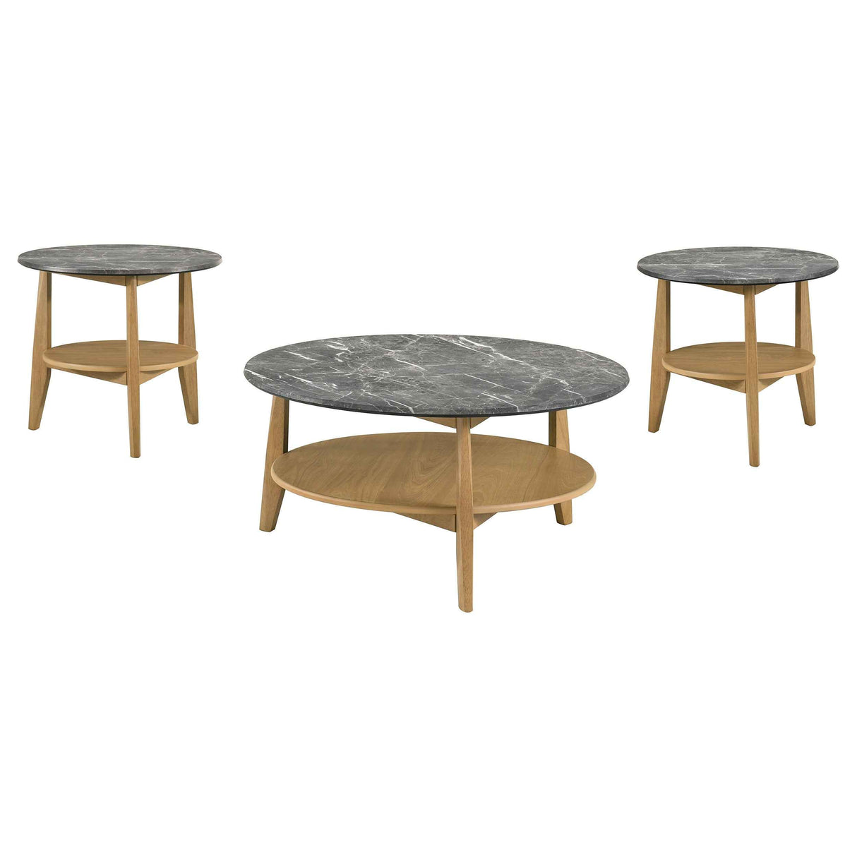 Bradley Grey/Natural 3-Piece Round SmartTop Coffee Table Set by Coaster at Eve Furniture