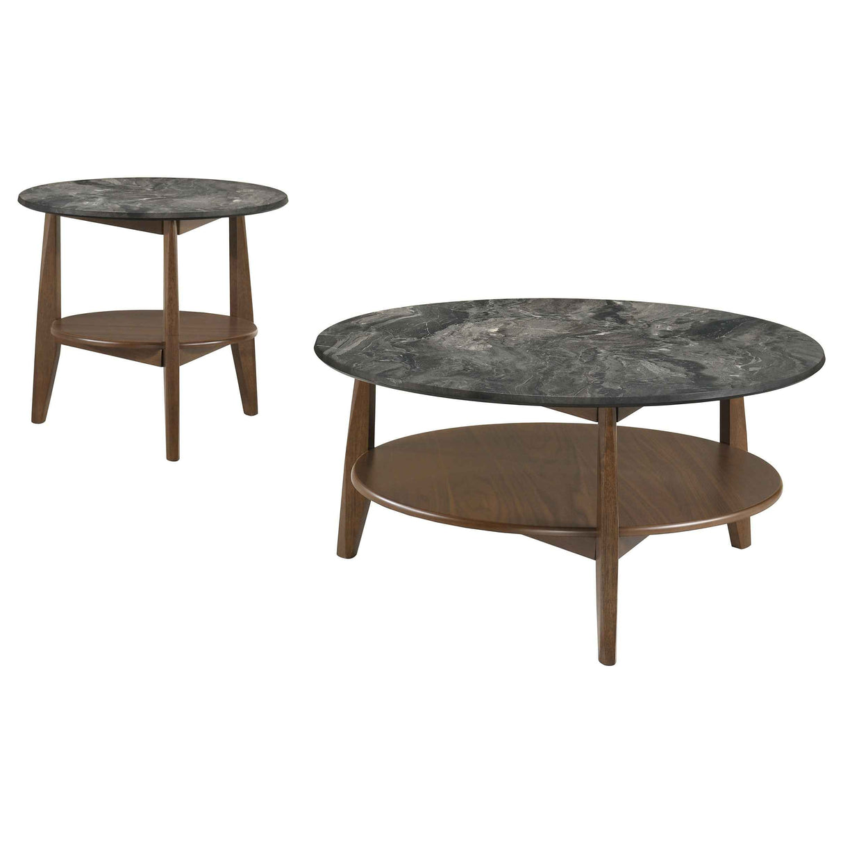Bradley Smokey Grey/Dark Brown 2-Piece Round SmartTop Coffee Table Set by Coaster at Eve Furniture