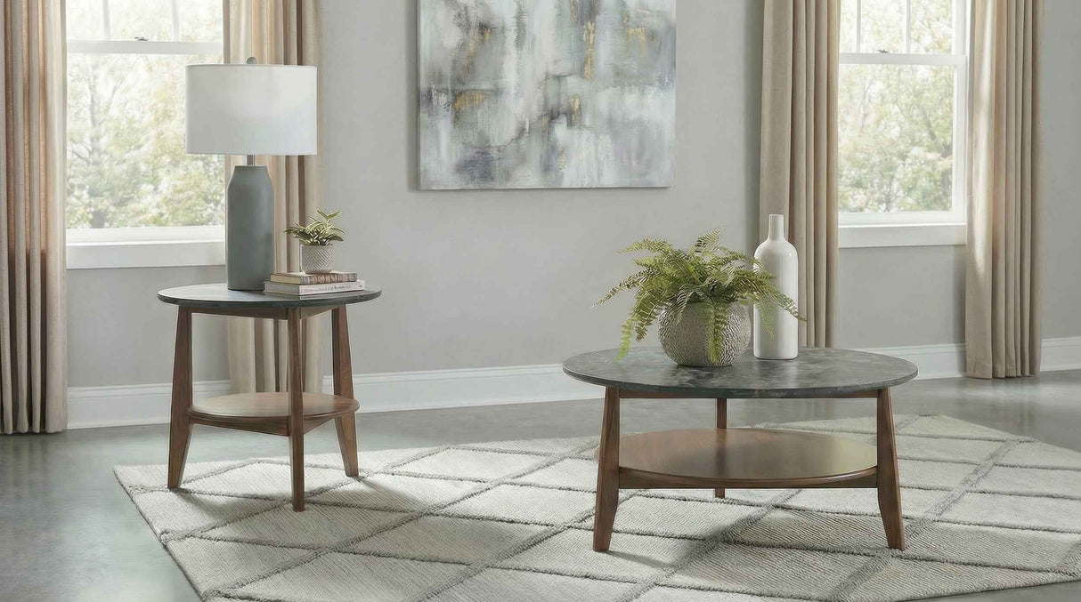 Bradley Smokey Grey/Dark Brown 2-Piece Round SmartTop Coffee Table Set by Coaster at Eve Furniture