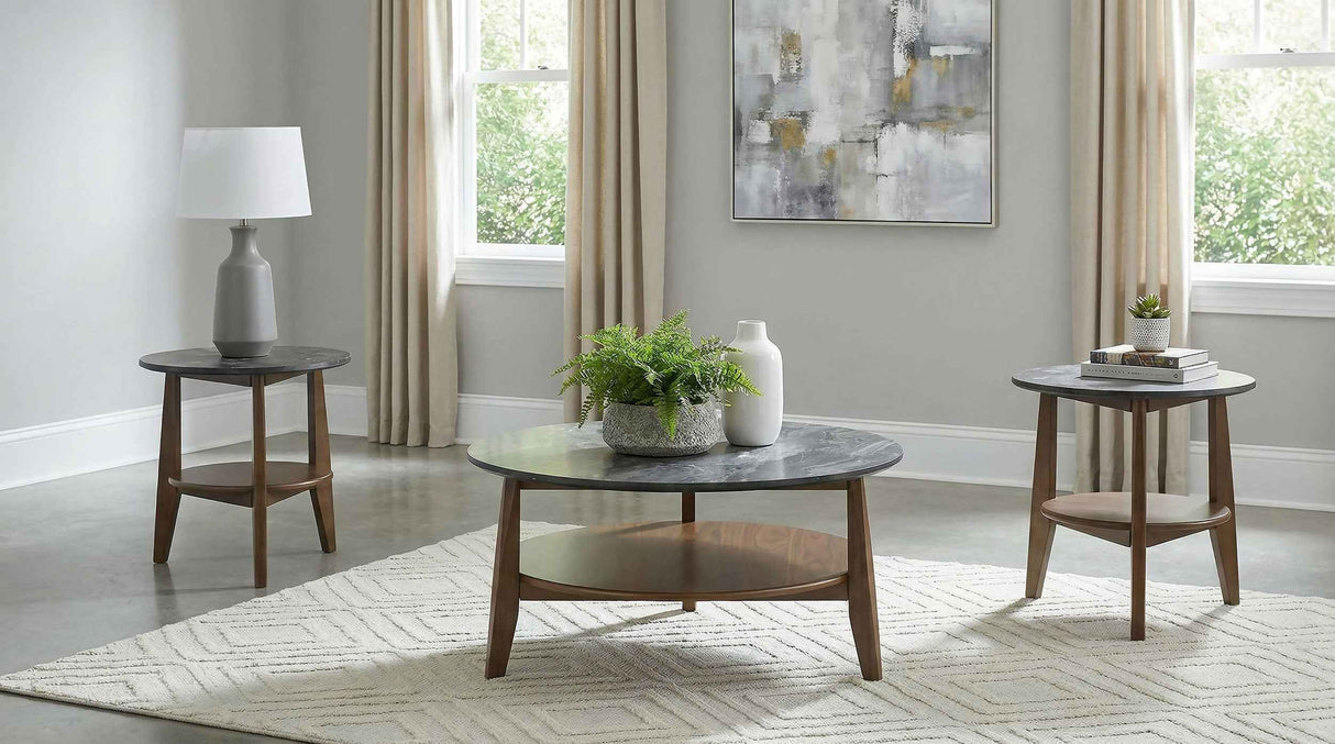 Bradley Smokey Grey/Dark Brown 3-Piece Round SmartTop Coffee Table Set by Coaster at Eve Furniture