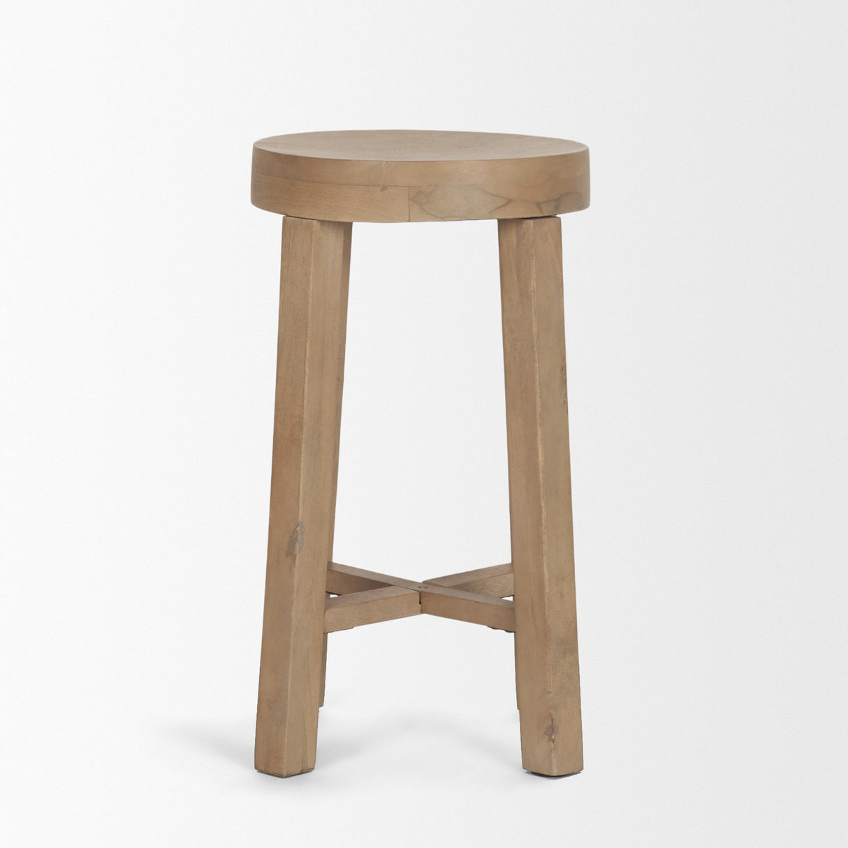 Brahma 26" Total Height White Washed Wood Stool by Mercana at Eve Furniture