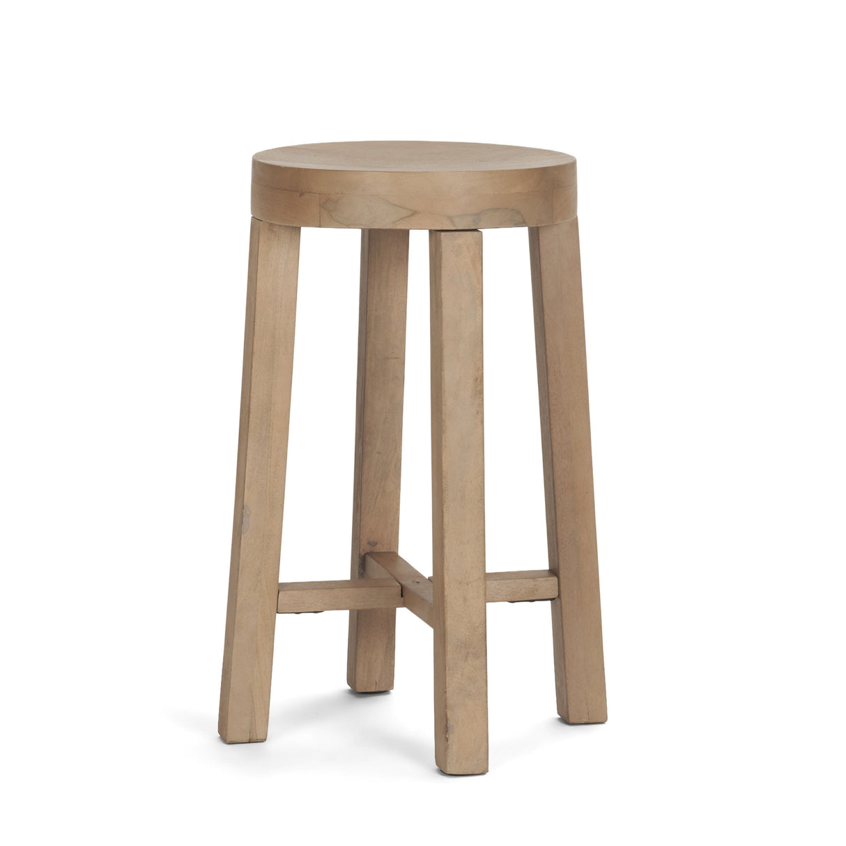 Brahma 26" Total Height White Washed Wood Stool by Mercana at Eve Furniture