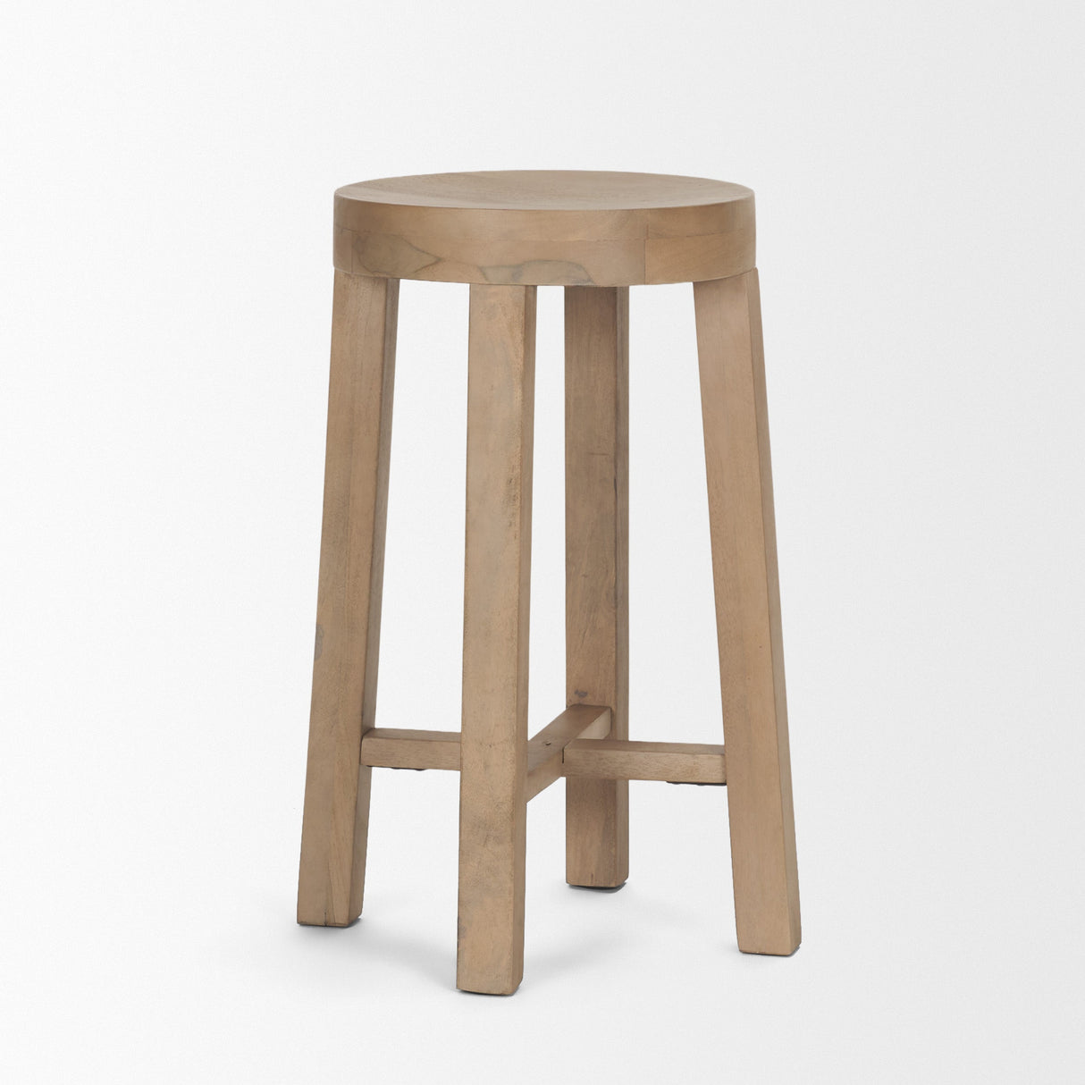 Brahma White Washed Wood Stool by Mercana at Eve Furniture