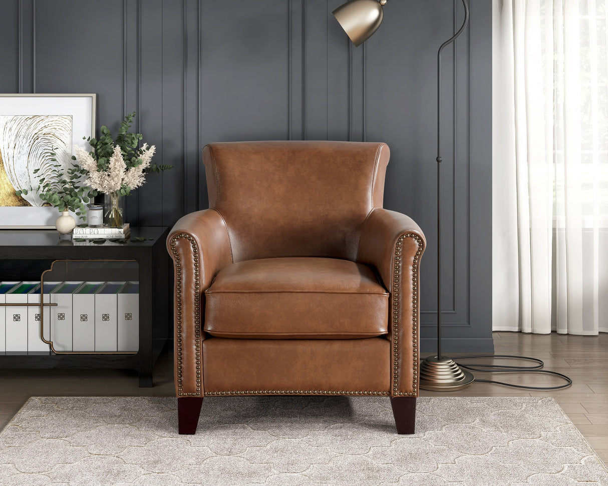 Braintree Brown Top-Grain Leather Accent Chair by Homelegance at Eve Furniture