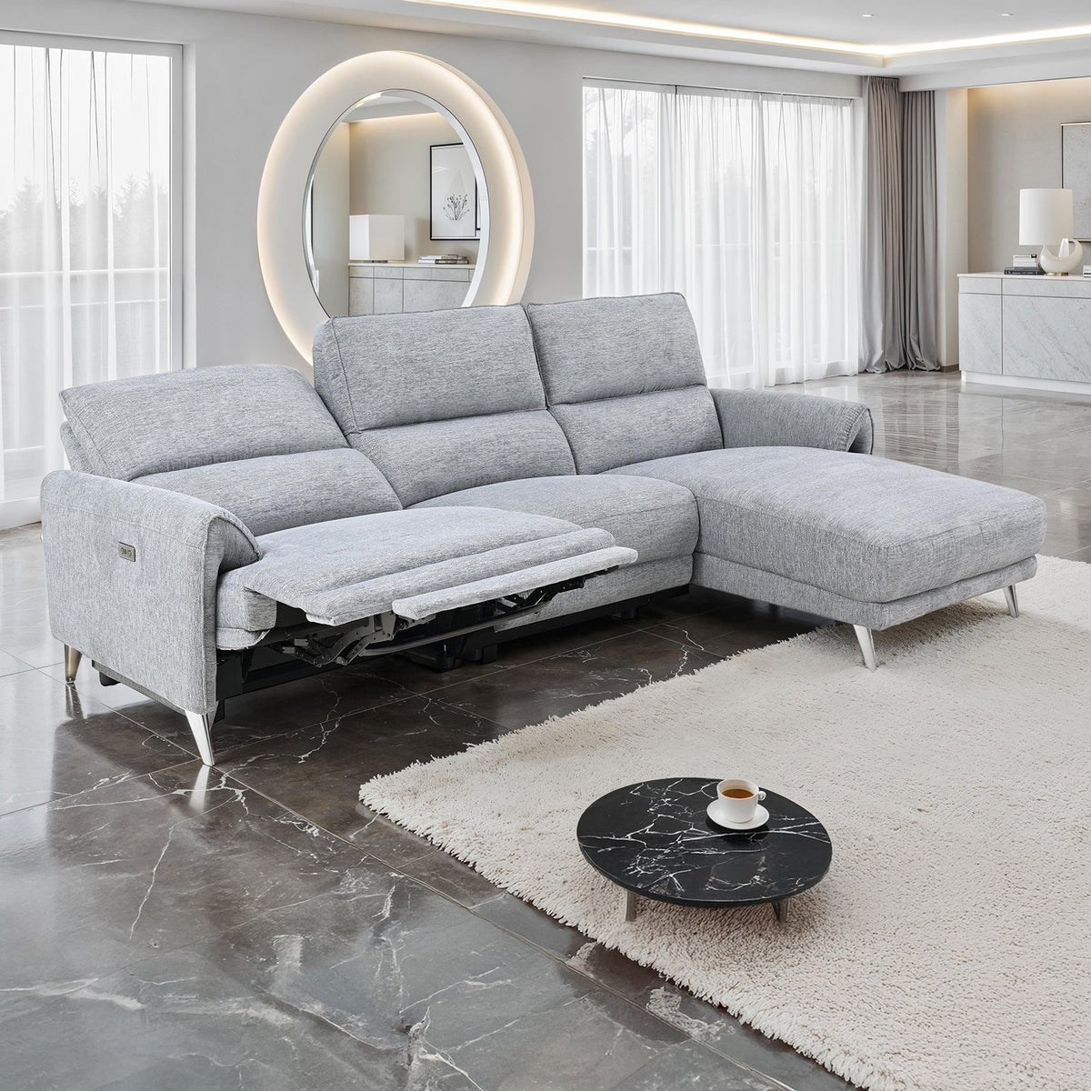 Brande Gray Power Sectional with Right Chaise by Furniture of America at Eve Furniture