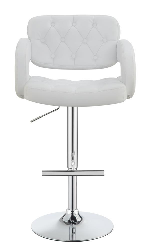 Brandi Chrome and White 29" Adjustable Height Bar Stool by Coaster at Eve Furniture