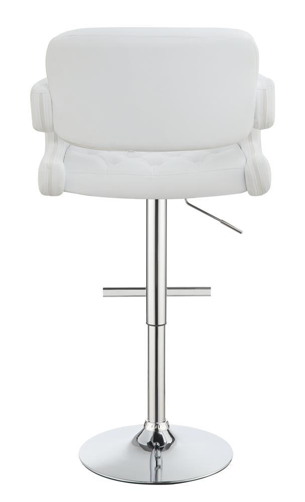 Brandi Chrome and White 29" Adjustable Height Bar Stool by Coaster at Eve Furniture