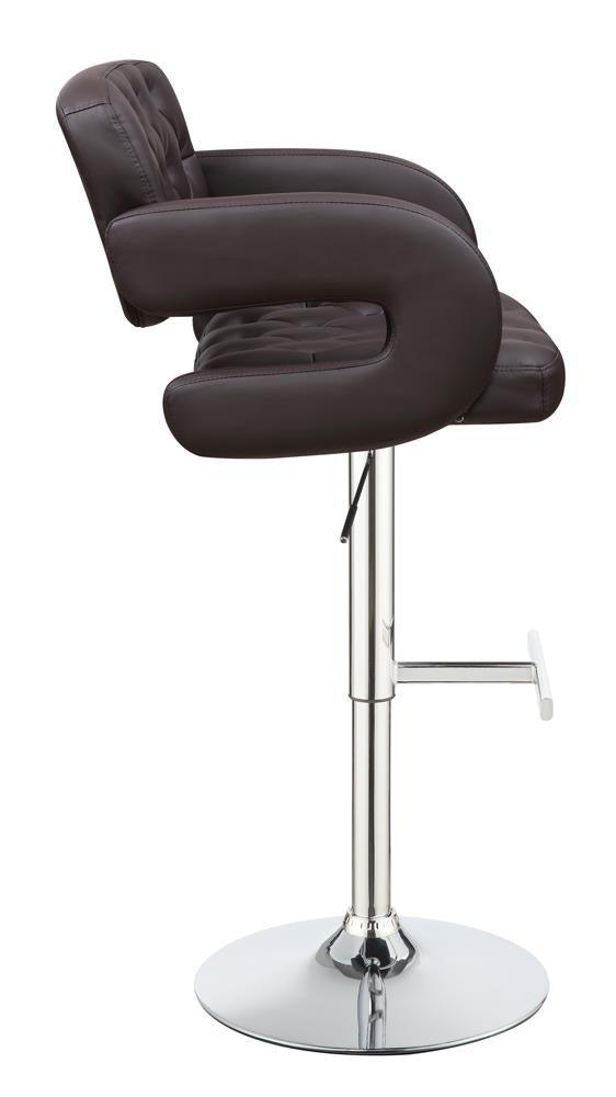 Brandi Chrome/Brown 29" Adjustable Height Bar Stool by Coaster at Eve Furniture