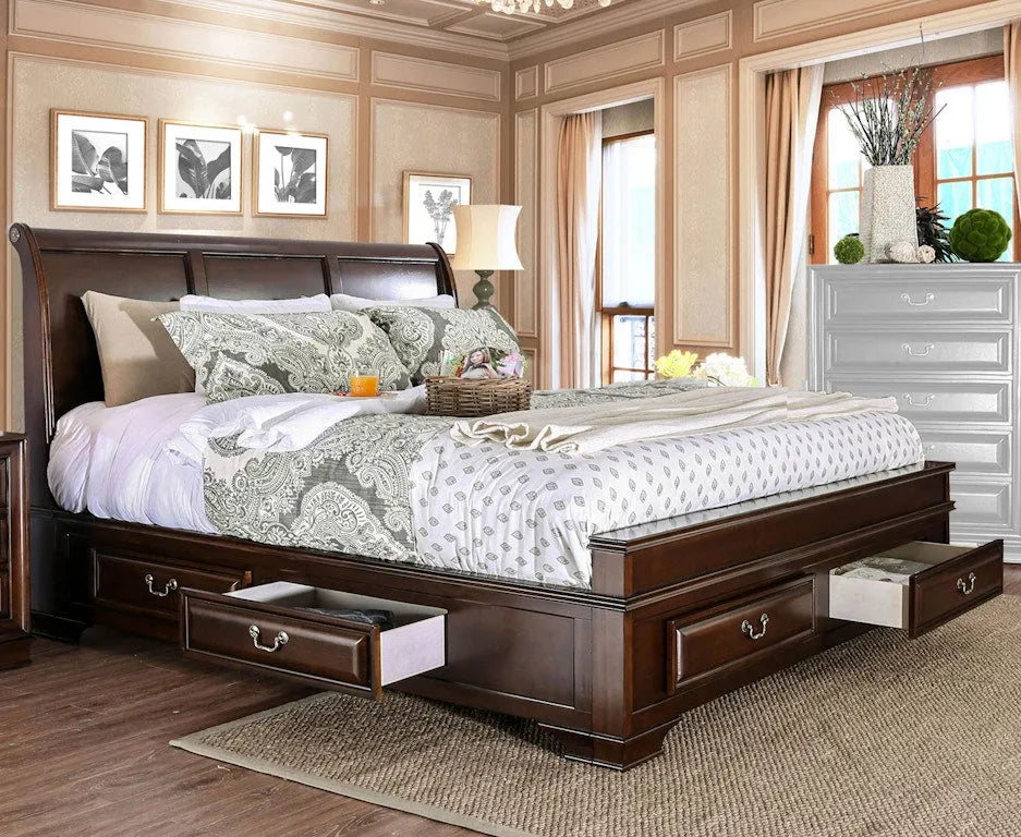 Brandt Brown Cherry 4-Piece Queen Bedroom Set by Furniture of America at Eve Furniture