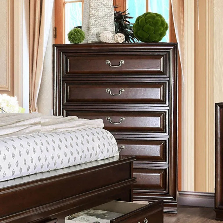 Brandt Brown Cherry 5-Piece Queen Bedroom Set by Furniture of America at Eve Furniture